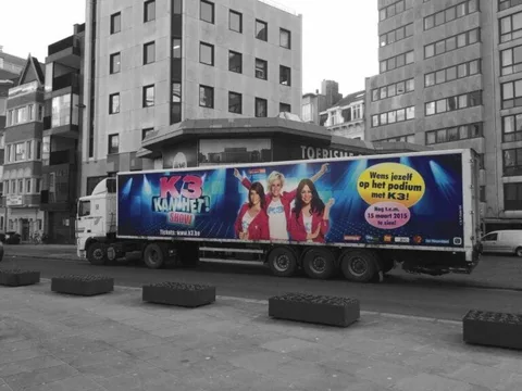 K3 'Kan het!' trailer met full colour wrap voor Studio 100